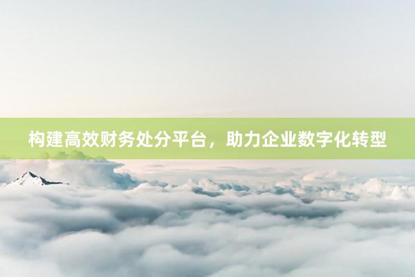 构建高效财务处分平台，助力企业数字化转型